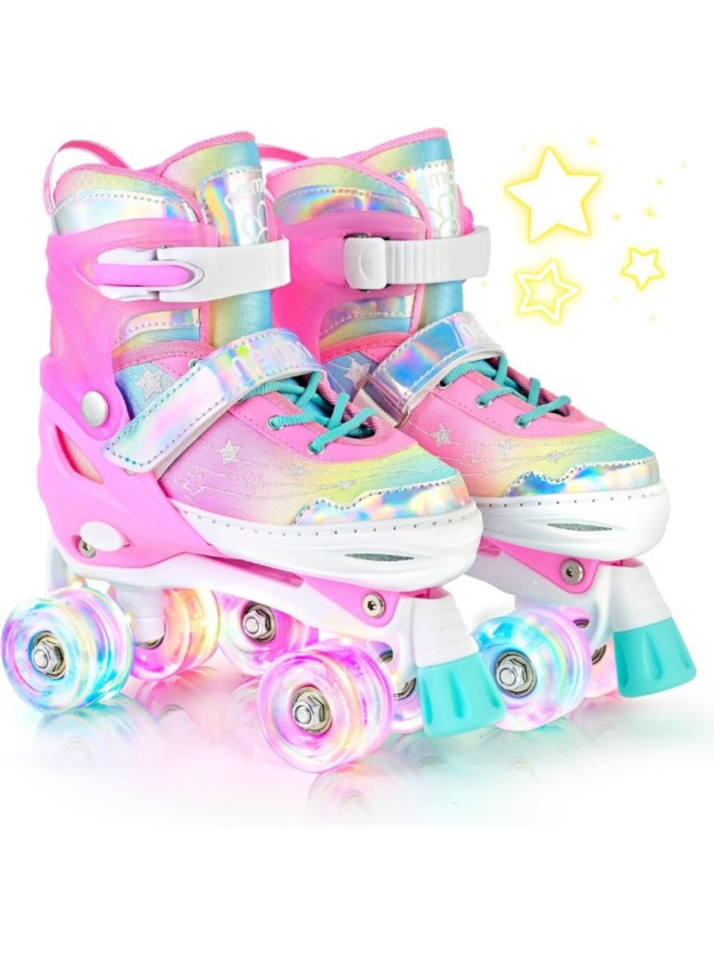 Adjustable Light-Up Roller Skates for Girls - Purple Blue, Toddler & Kids